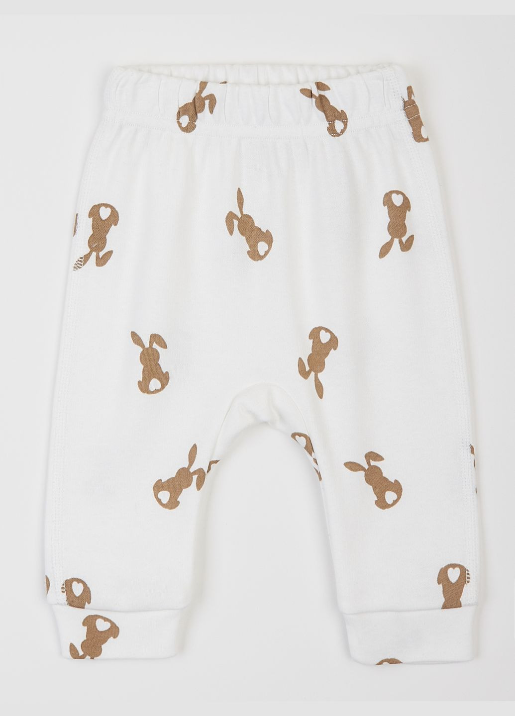 Молочный демисезонный комплект для малышей утеплённый зайчики: кофточка на запах, штанишки и шапочка KRAKO