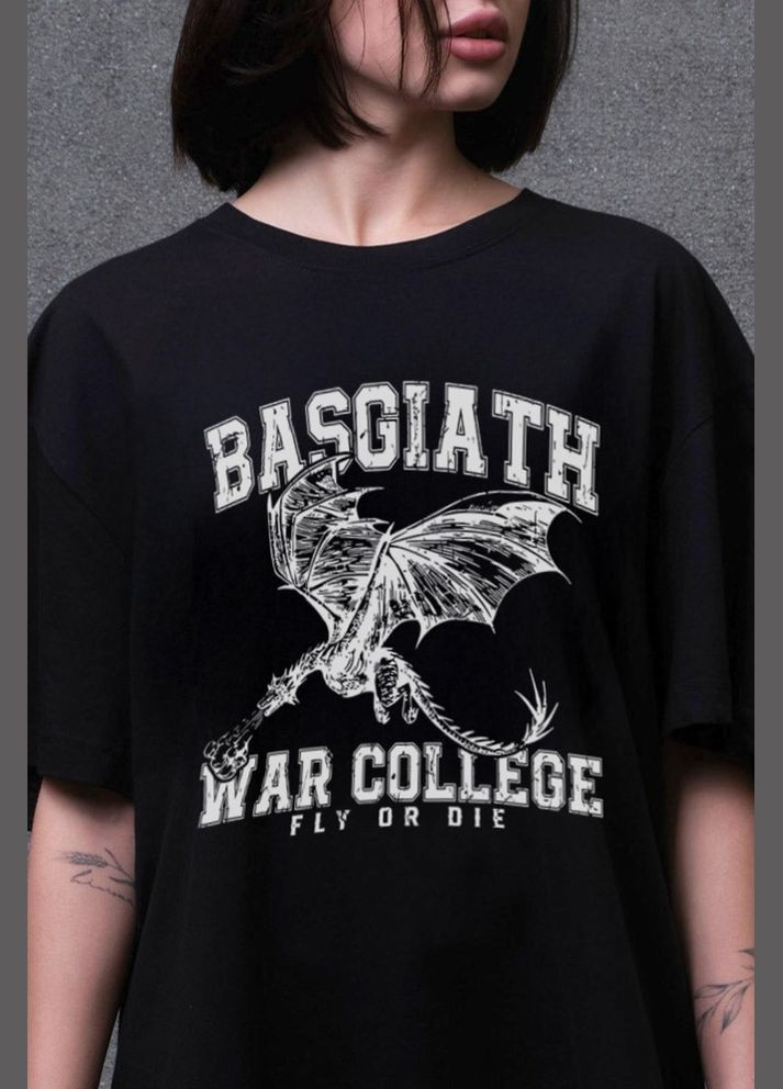 Оверсайз Футболка С Принтом Четвертое Крыло Black Without (347584686)