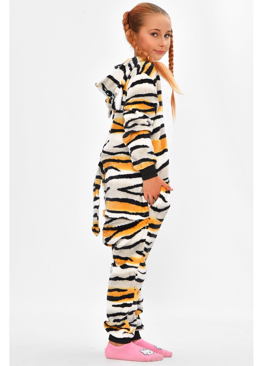 Белая зимняя пижама кигуруми детская белого цвета с принтом комбинезон Let's Shop