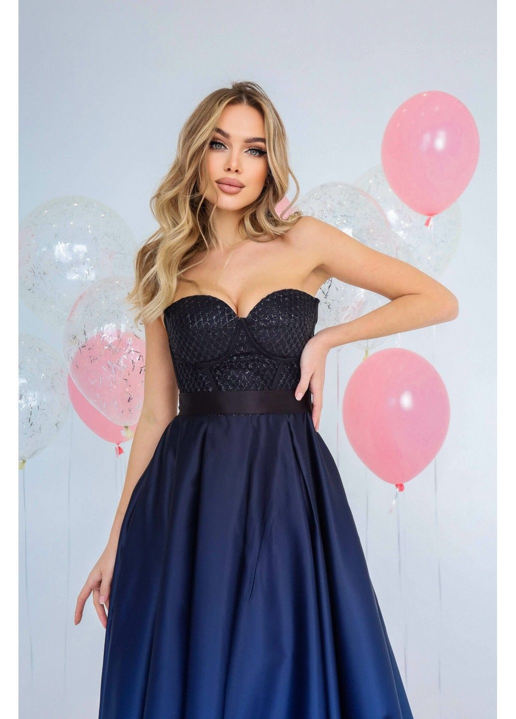 Синя вечірня сукня корсет 22003 чорна синя Tanita-Romario