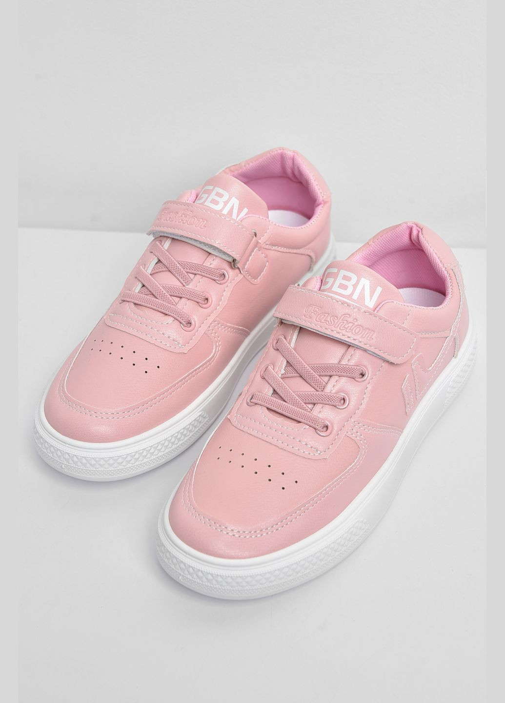 Розовые демисезонные кроссовки детские розового цвета на липучке и шнуровке Let's Shop