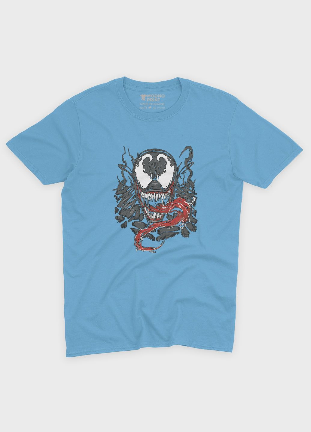 Голубая демисезонная футболка для мальчика с принтом супервора - веном (ts001-1-lbl-006-013-033-b) Modno