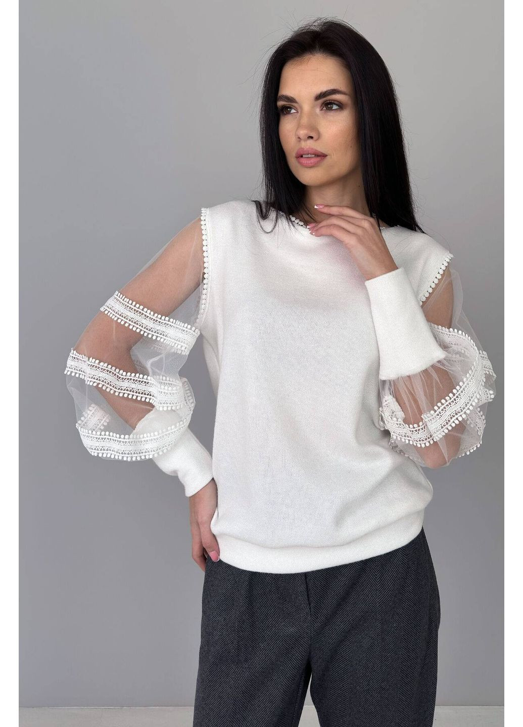 Изысканная блузка с прозрачным рукавом 3788-c02 Nenka (371656419)