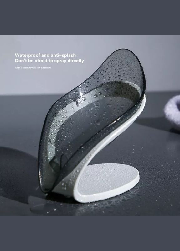 Мильниця лист зі стоком води на присосках сіра Beauty Effect Mix 2001 No Brand (302516664)