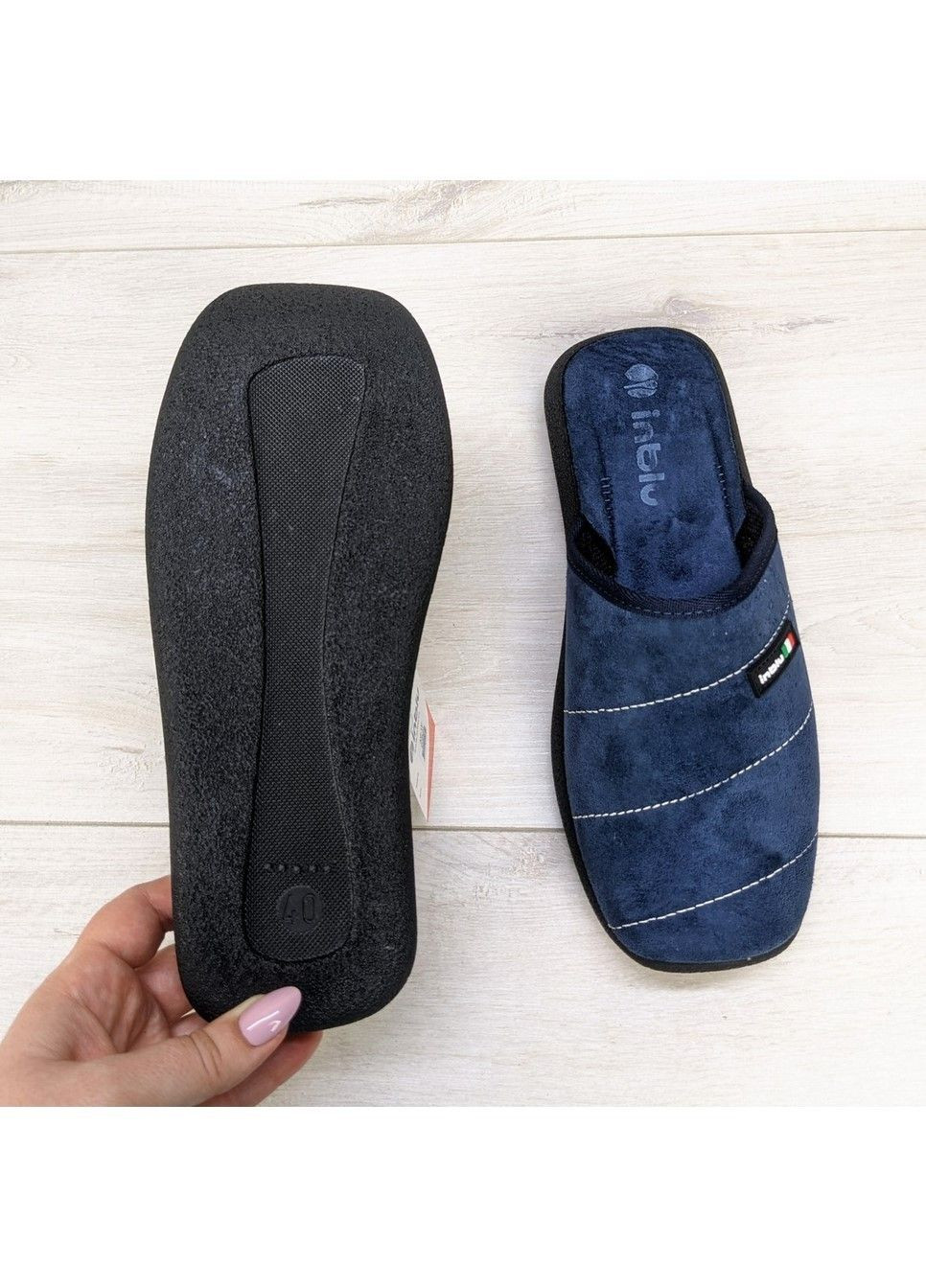 Синие тапочки мужские домашние закрытые Inblu