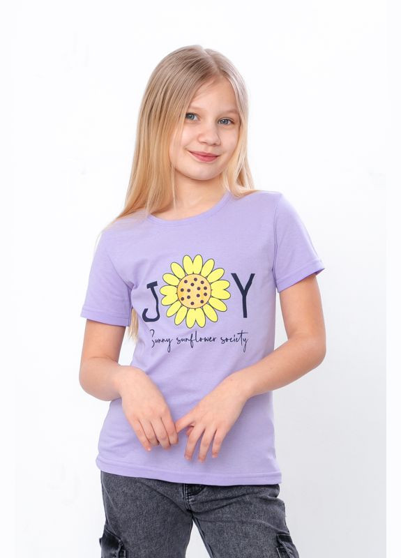 Фиолетовая летняя футболка для девочки (бантик) Носи своє