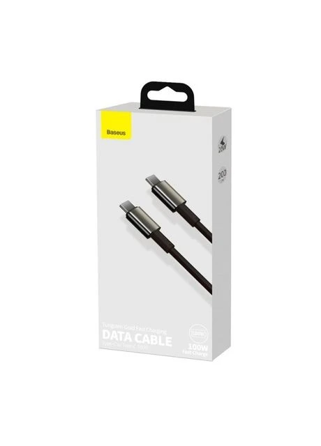 Кабель Tungsten Gold 100W Type-C to Type-C 2 м Чорний протиударний Baseus (370167782)