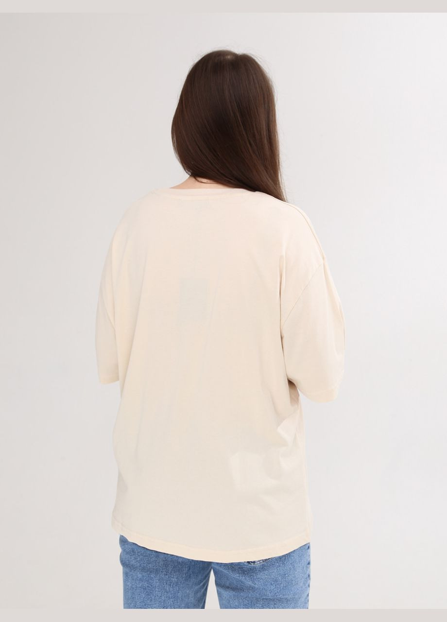 Футболка жіноча світло-бежева з написом Whitney Свободная - (332980414)