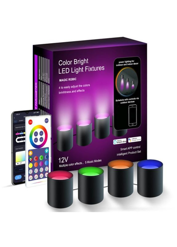 Настінна LED лампа RGB Intelligent wall lamp 4 pcs with Bluetooth European plug with app Epik (295545991)