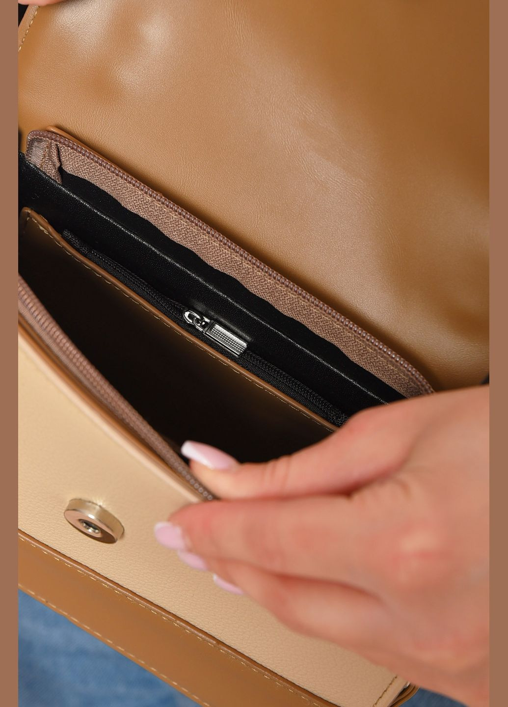 Сумка женская из экокожи бежевого цвета Let's Shop (324992622)