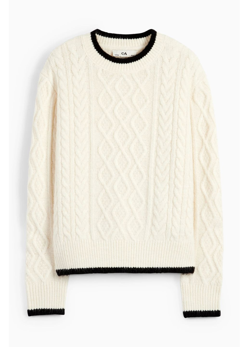 Молочный демисезонный вязаный свитер C&A