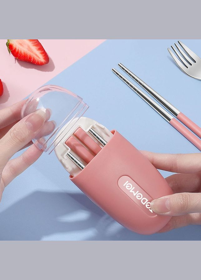 Компактний набір столових приборів у футлярі 3 предмети Tedemei, рожевий More (317253911)