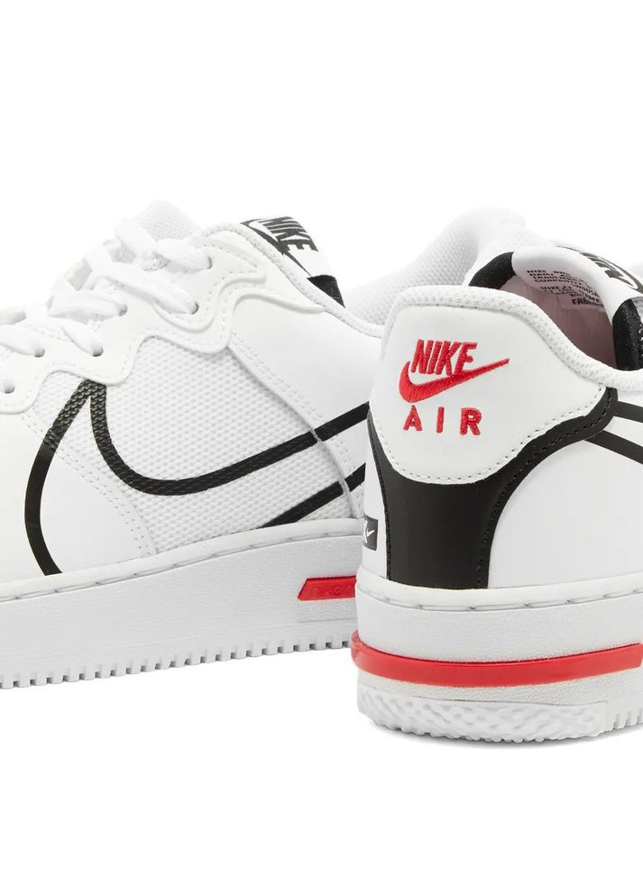 Білі кросівки air force 1 react white black red Nike
