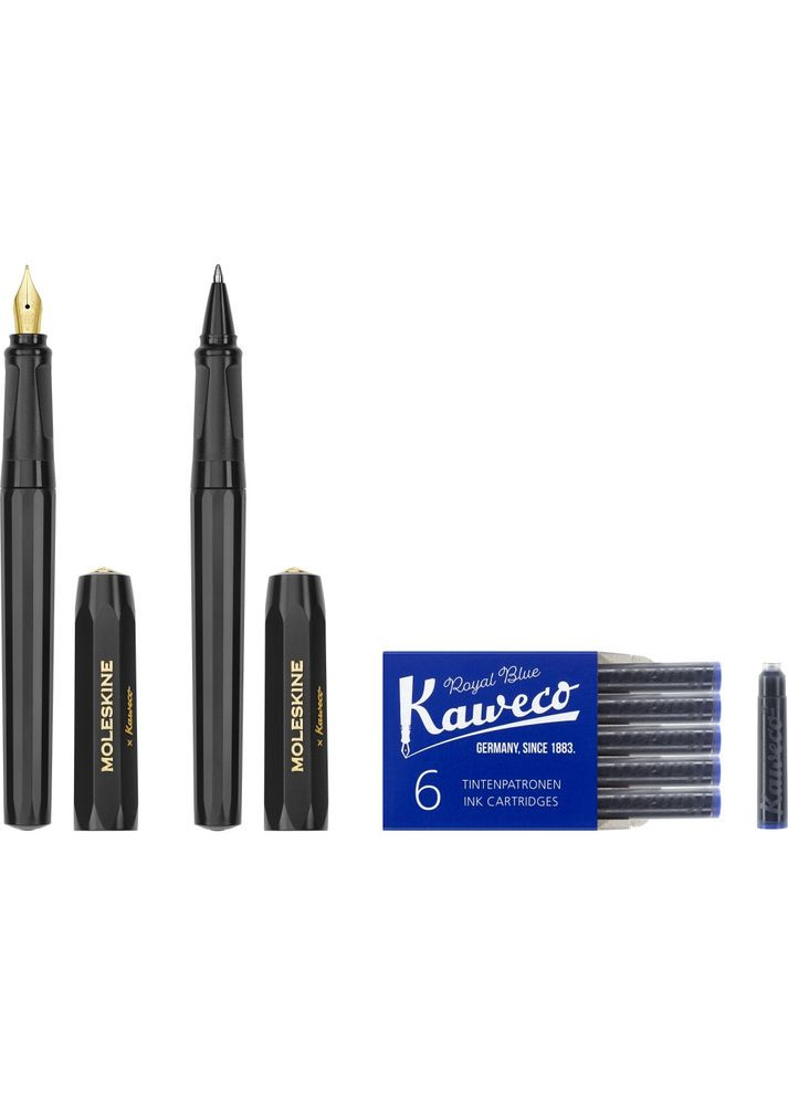 Набір x Kaweco Чорний Чорнильна ручка + Кулькова ручка + 6 картриджів KAWPENSETMBK Moleskine (317303788)