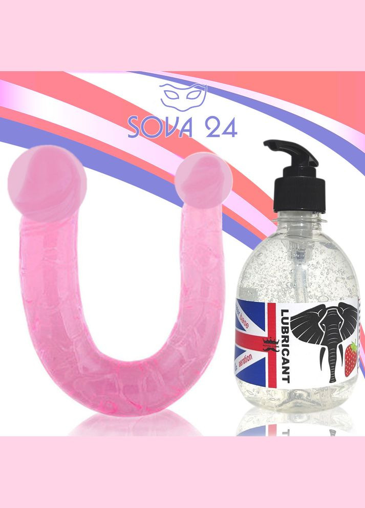 Подвійний фаллоімітатор 28 см з лубрикантом полуничним No Brand (340914395)