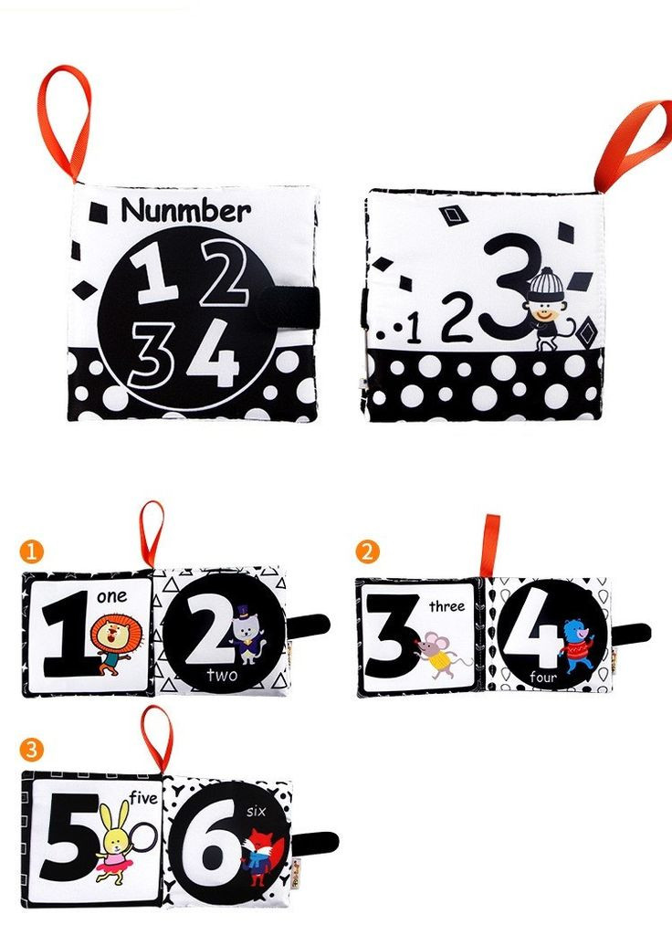 Розвиваюча контрастна книжка шуршалка чорно-біла Цифри Limo Toy (370676670)