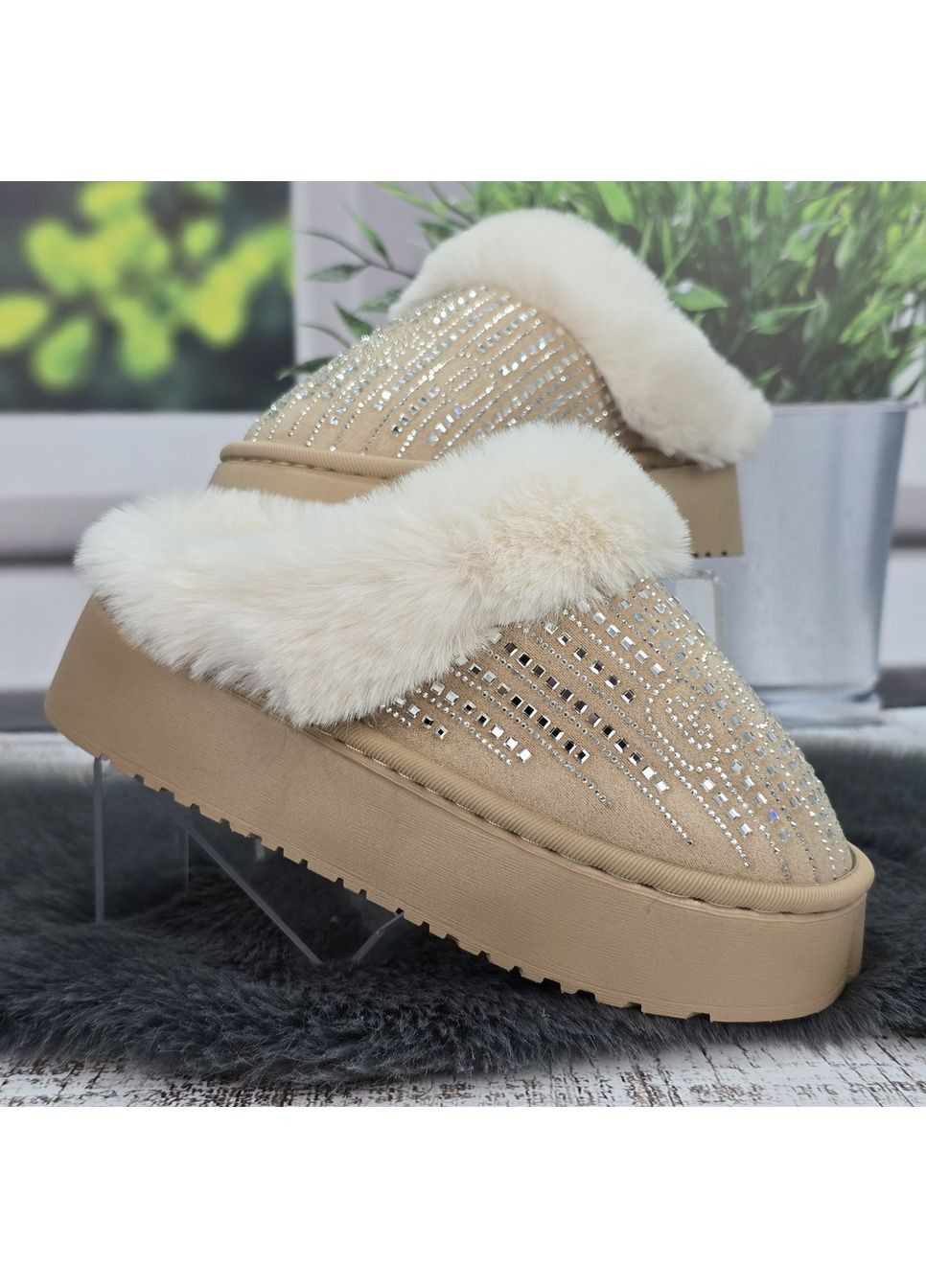 Бежевые тапочки домашние Fashion