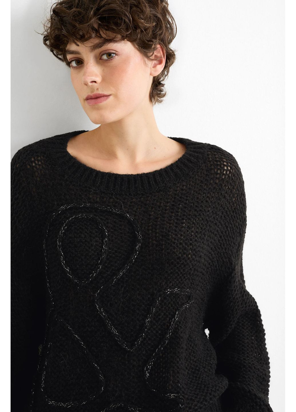 Черный демисезонный вязаный свитер C&A