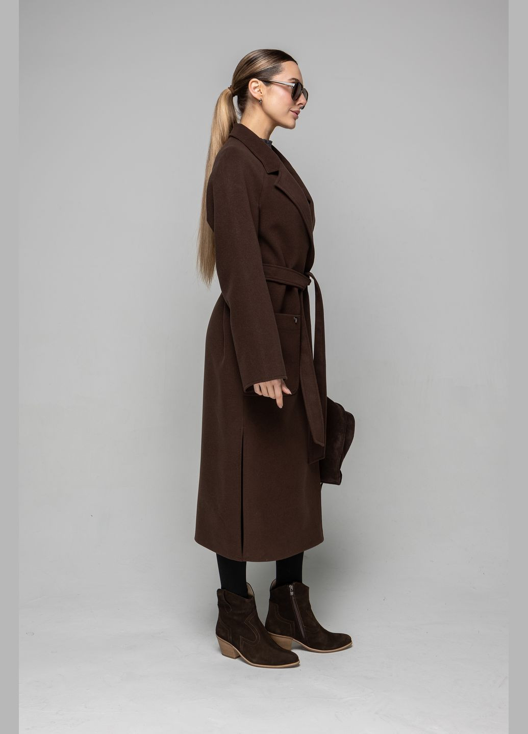 Темно-коричневое демисезонное Пальто Злата CHIUAS