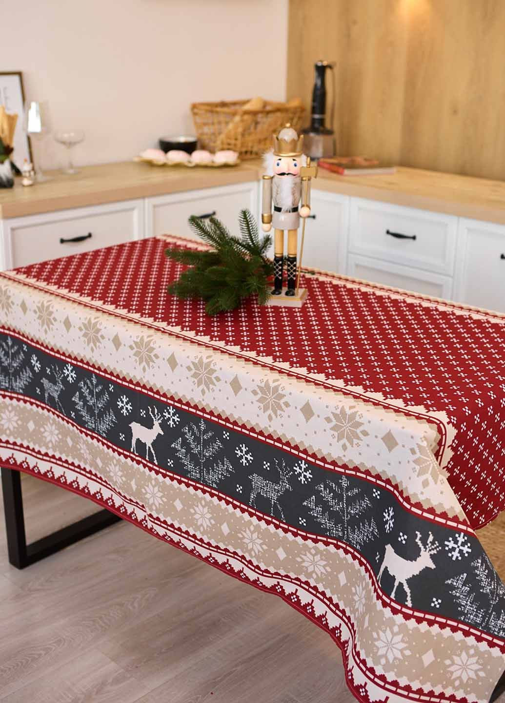 Новорічна скатертина "Північні олені" 2.2м х 1.5м (розкладний стіл) Homedec - (363295599)