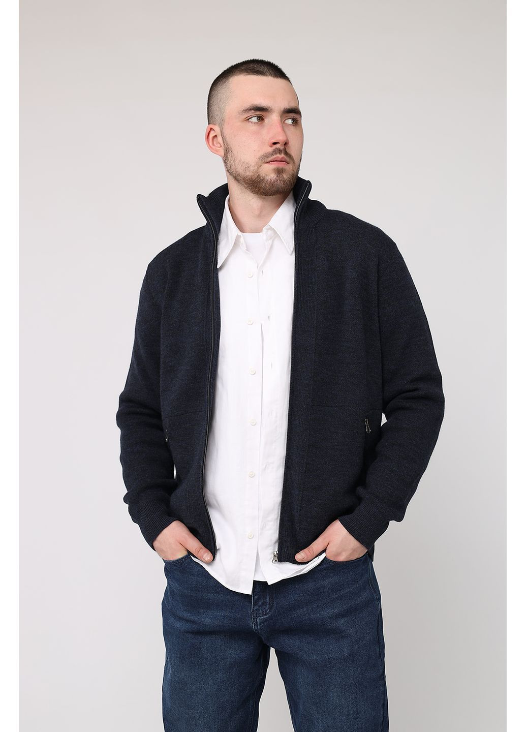 Кофта на блискавці чоловіча колір синій ЦБ-00283239 Yuki (366198049)