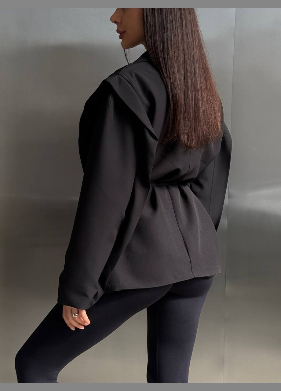 Черный женский трендовый оверсайз пиджак Vakko однотонный - всесезон