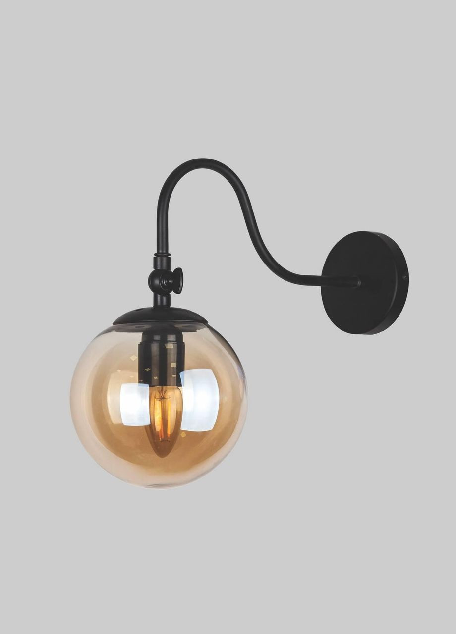 Черное стеклянное бра модерн "Шар" (56-WPR150F3-1 BK+BR) No Brand (370072433)