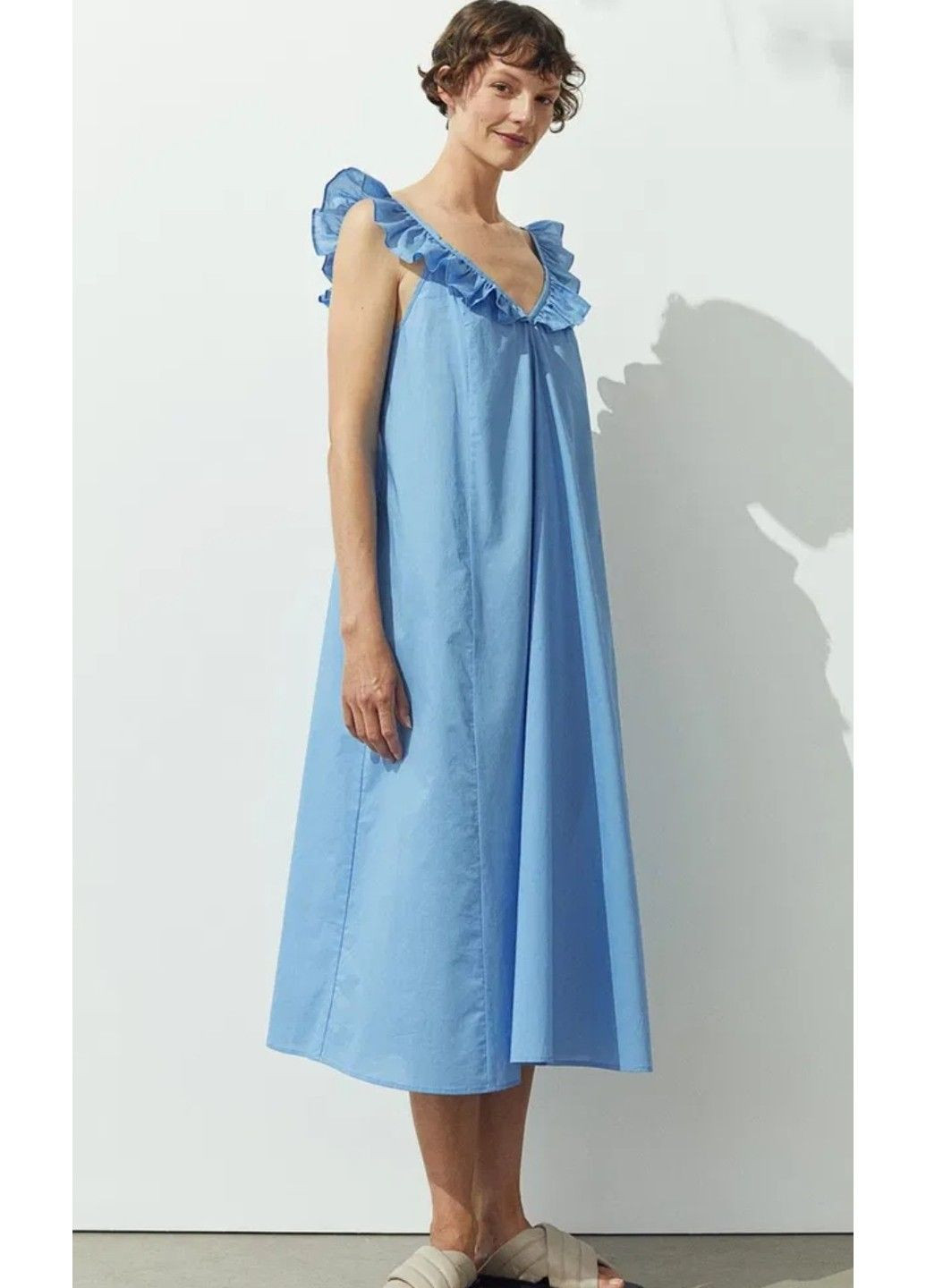 Блакитна повсякденний жіноча повітряна сукня з воланами н&м (57345) м блакитна H&M