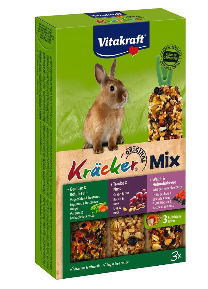 Лакомство для кроликов Kracker с овощами, орехами и ягодами, 168г/3шт Vitakraft (292257925)
