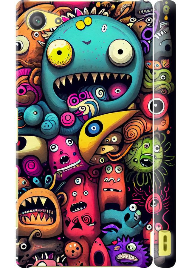 3D пластиковый матовый чехол 'Cмешные монстры' для Endorphone Sony Xperia Z5 Compact E5823 (314809869)
