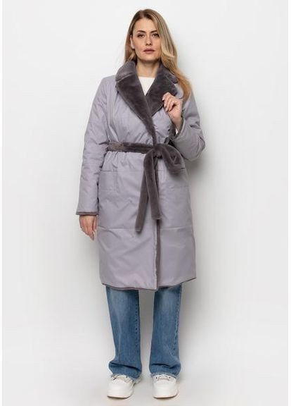 Роскошное Эко-Меховое Пальто 1103M-C Муссон/ Кварц SAM S Samange (367724731)