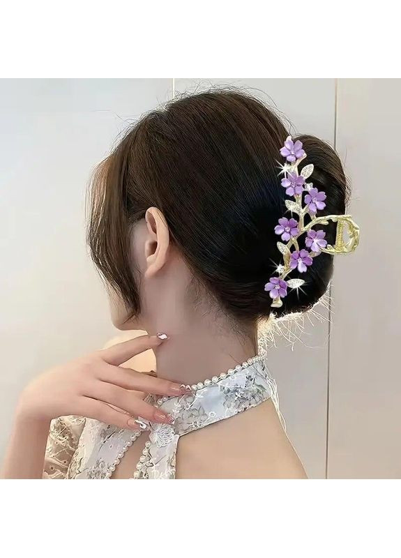 Заколка крабик для волос Очаровательная Айви в фиолетовом цвете из прочного металла, украшенная декоративными камешками. No Brand (370290367)