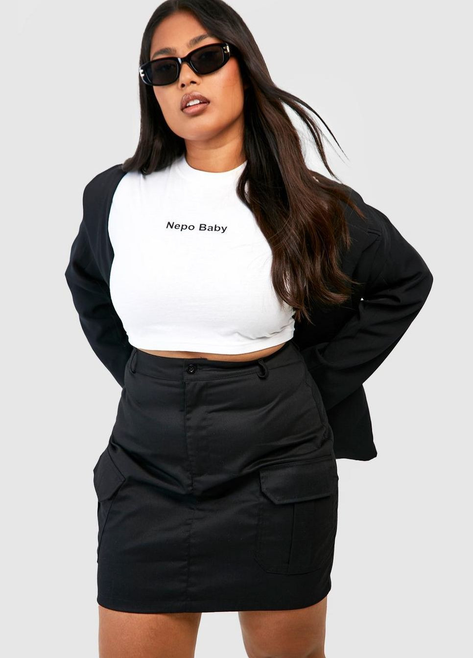 Черная повседневная однотонная юбка Boohoo