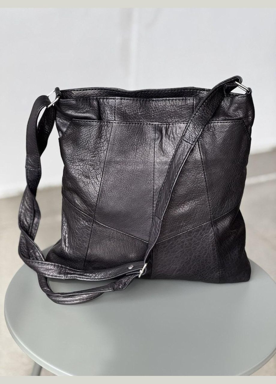 Сумка-шопер женская черная натуральная кожа 111025 No Brand (340234928)