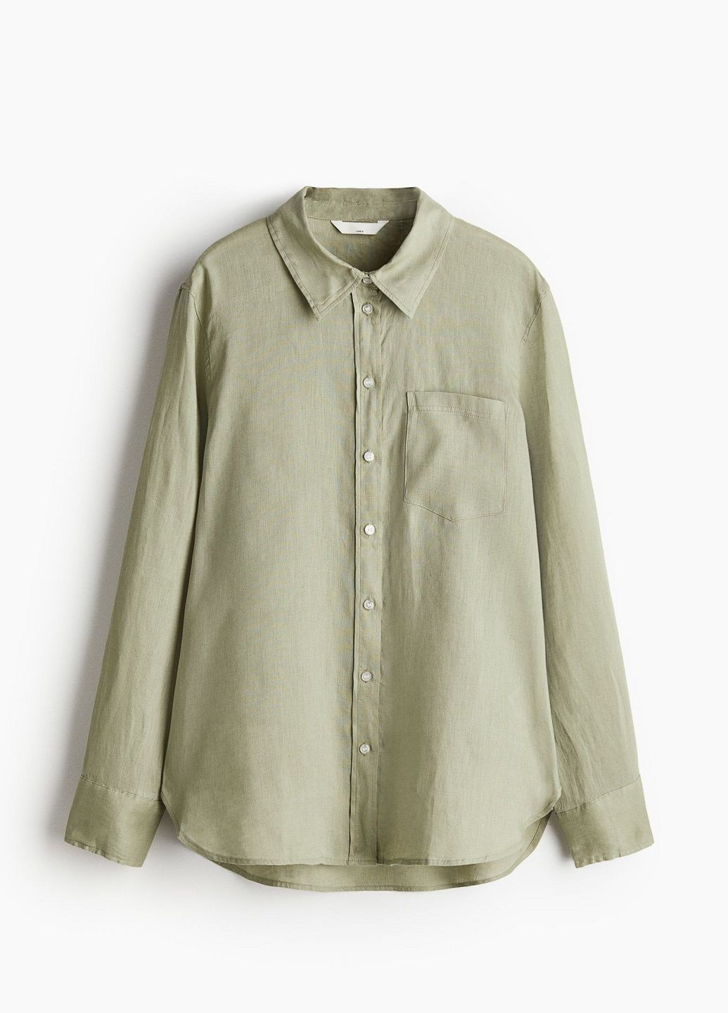 Оливковковая (хаки) классическая рубашка однотонная H&M