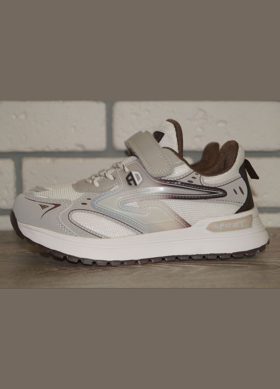 Бежеві осінні кросівки спортивні підліткові бежеві з коричневим BBT