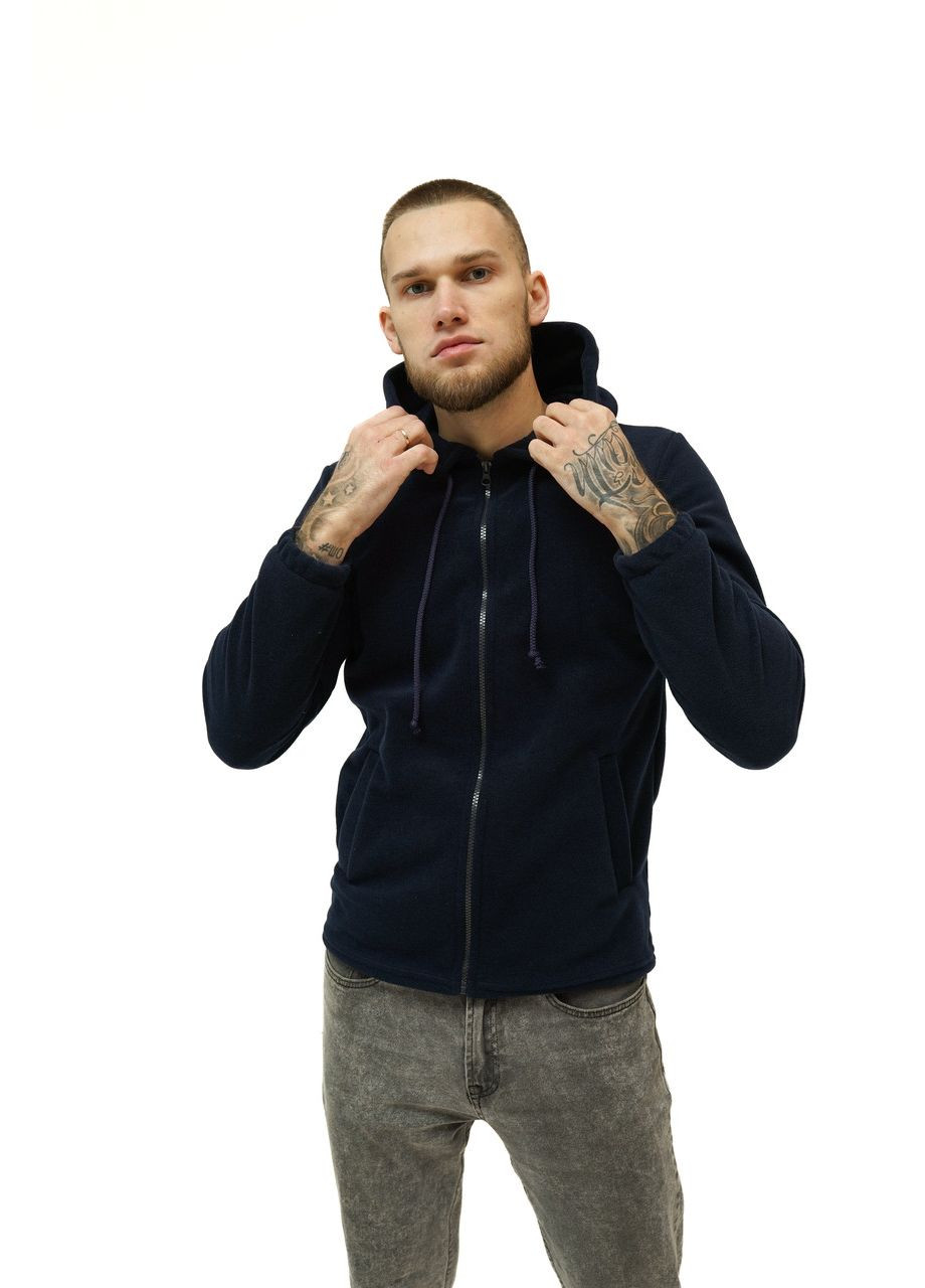 Толстовка флісова чоловіча з капюшоном, Кофта на флісі чоловіча, чоловіча толстовка Темно-синя, No Brand (368786422)
