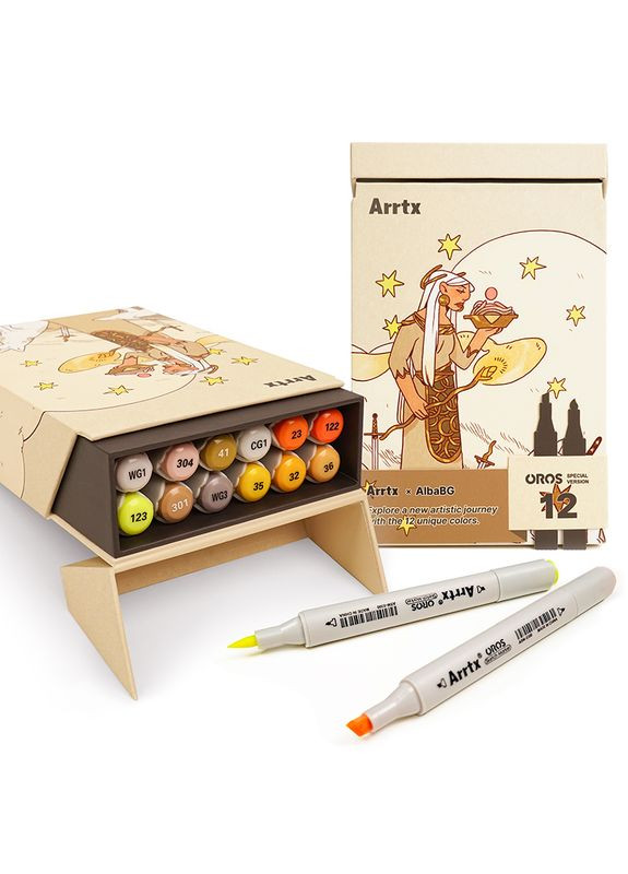 Спиртовые маркеры Oros ASM03-ACS1-01 12 цветов Arrtx (314833464)