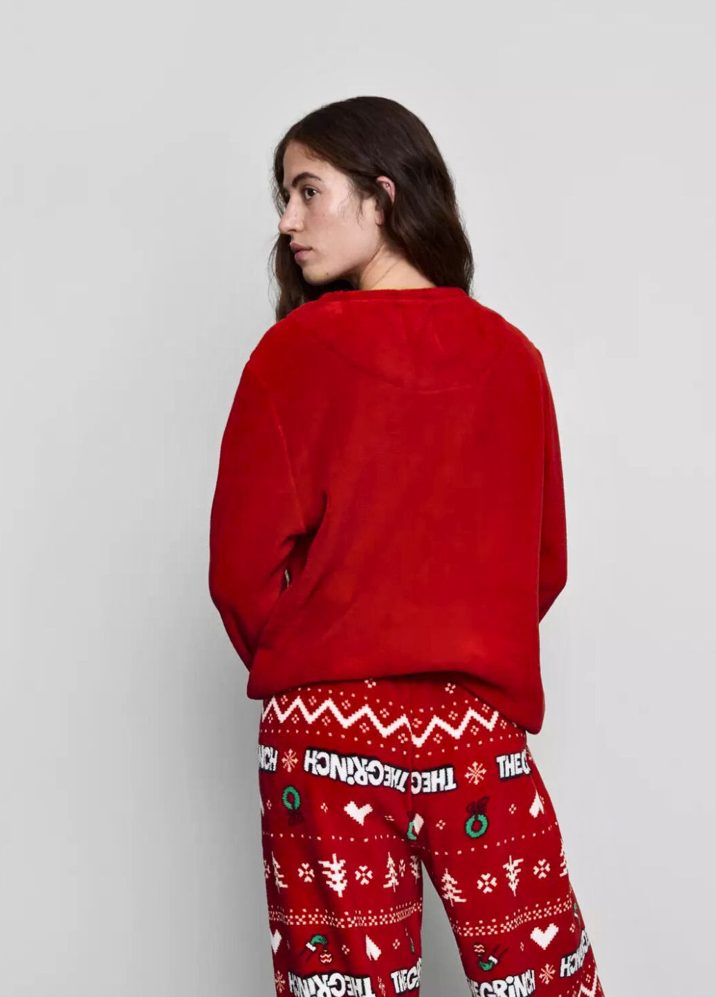 Червона зимня плюшевий піжамний світшот fleece pyjama (8519) Primark