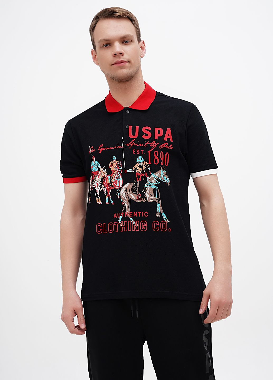 Черная футболка-футболка поло u.s. polo assn мужская для мужчин U.S. Polo Assn.
