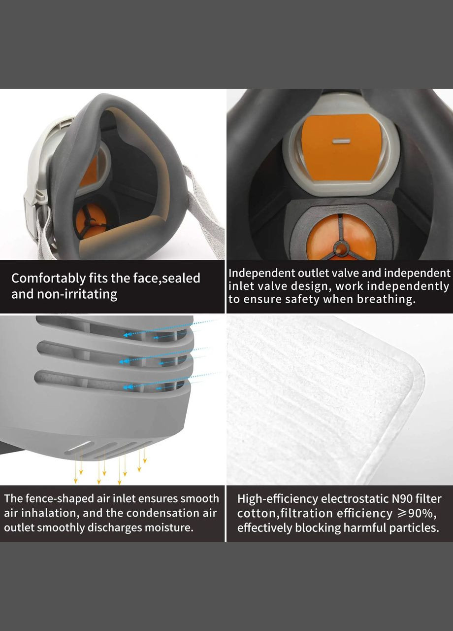 Респіратор напівмаска STRONG ST-AX з фільтрами KN90 (10 шт.) 3М (315516462)