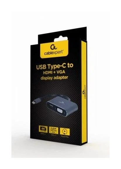 Перехідник Type-C (M) - HDMI (F) / VGA (F),, Grey, 15 см (A-USB3C-HDMIVGA-01) 000-A-USB3C-HDMIVGA-01 Cablexpert (395349950)