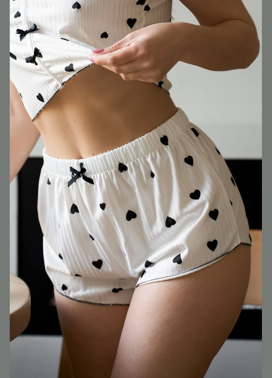 Белая всесезон пижама женская шорты топ майка + шорты No Brand