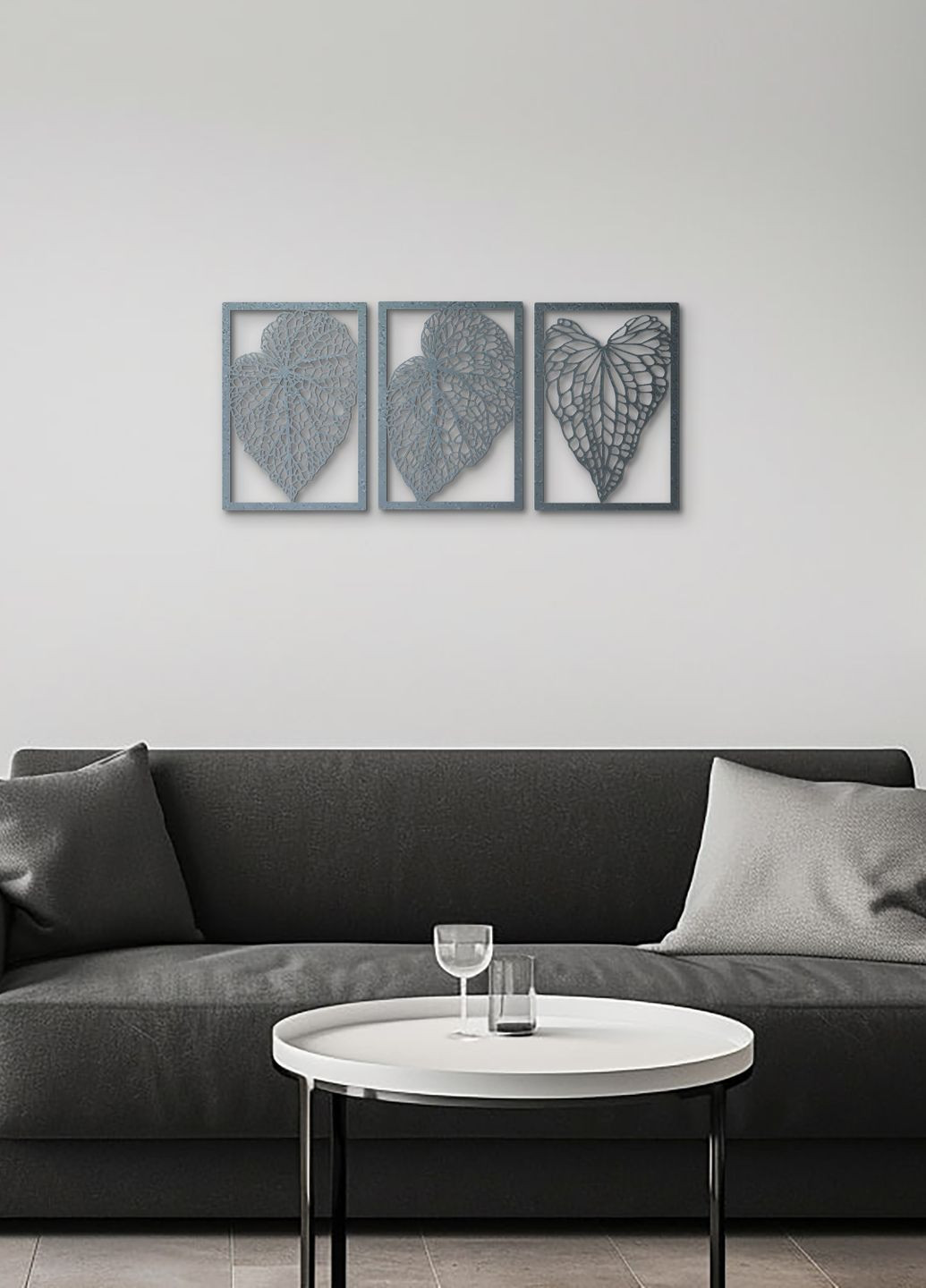Декор в комнату, интерьерная картина на стену "Листочки модульные", стиль минимализм 60х135 см Woodyard (292112653)