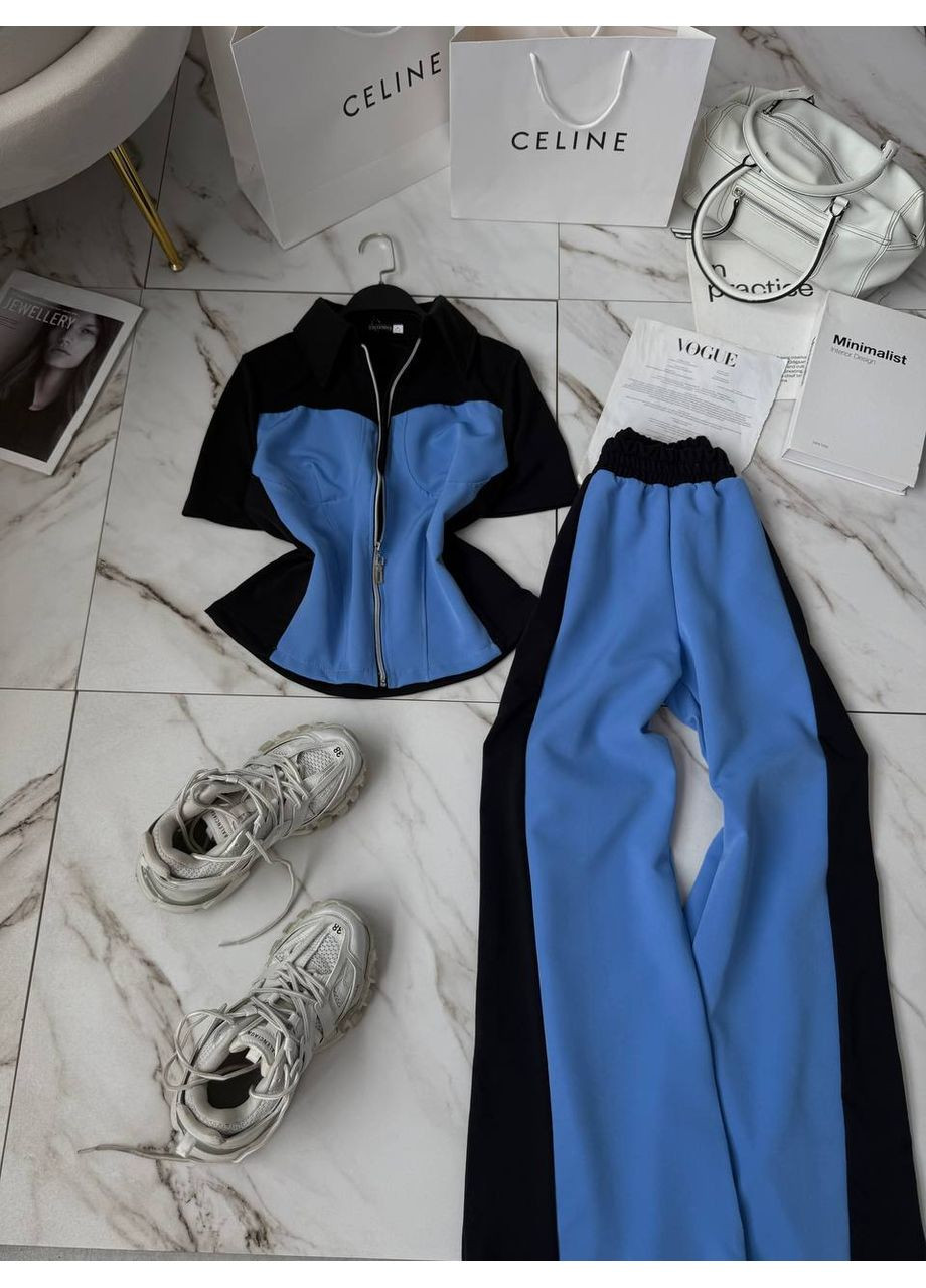 Костюм двонитка+костюмка,штани палаццо та кофтинка на блискавці Україна (356497970)