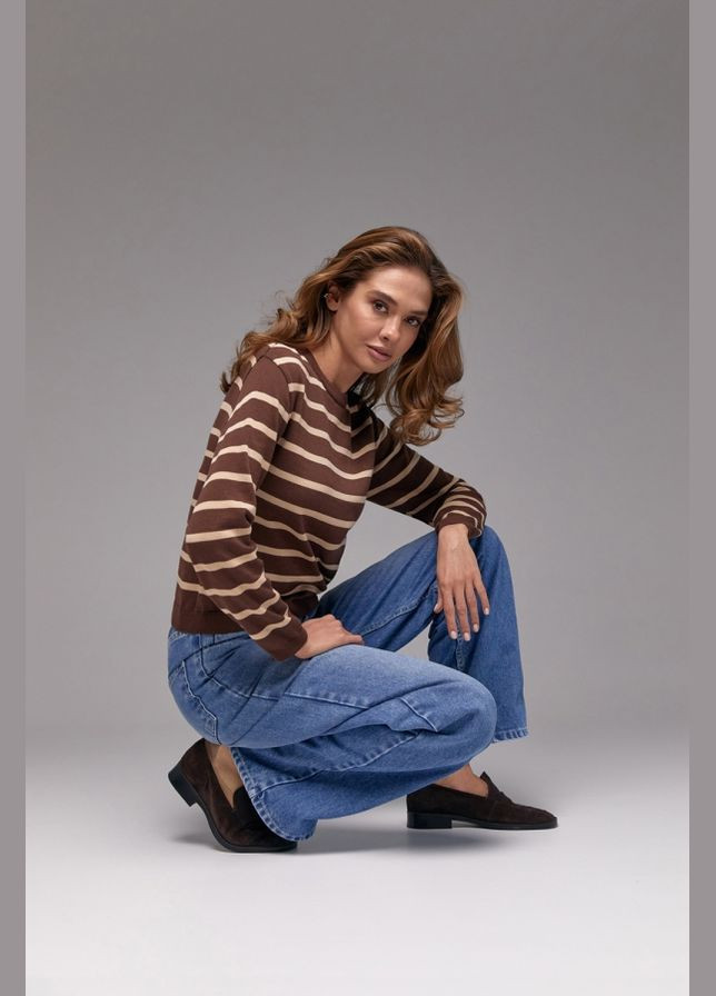 Коричневий демісезонний джемпер у смужку з віскози та бамбука (2800) Triko Bakh