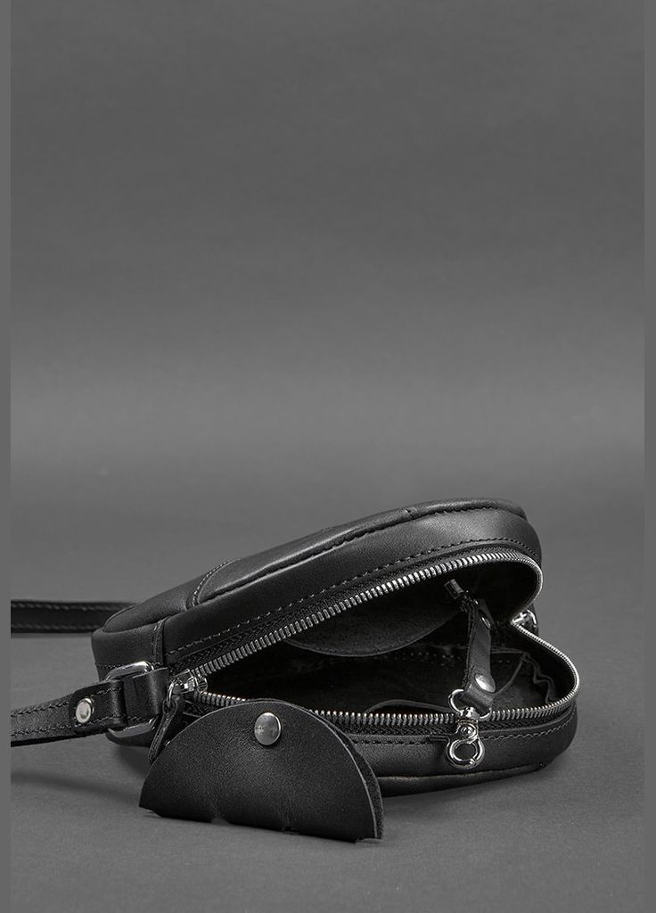 Шкіряна кругла жіноча сумка Бон-Бон Krast чорна (A-026598) BlankNote кросс-боди (327874188)