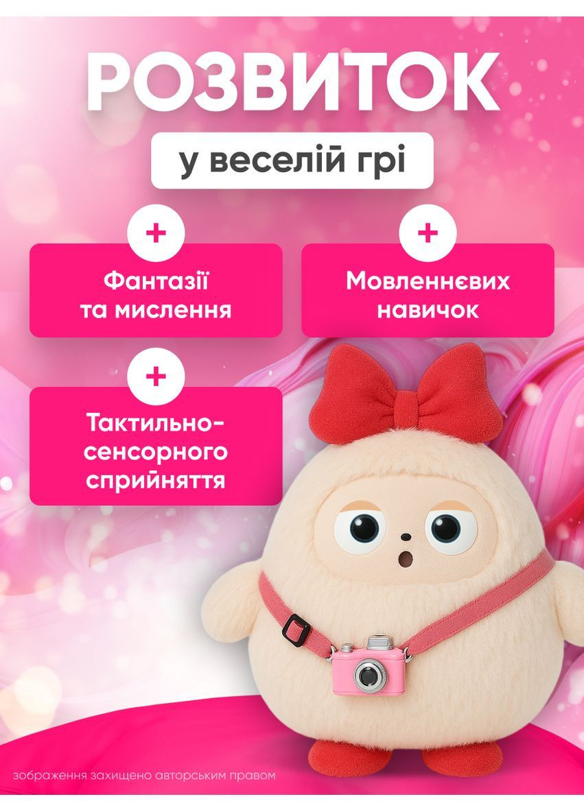 Іграшка з штучним інтелектом для дітей Kiki інтерактивна плюшева лабубу з ШІ розумна з адаптацією поведінки ProDobro 6 (369613013)