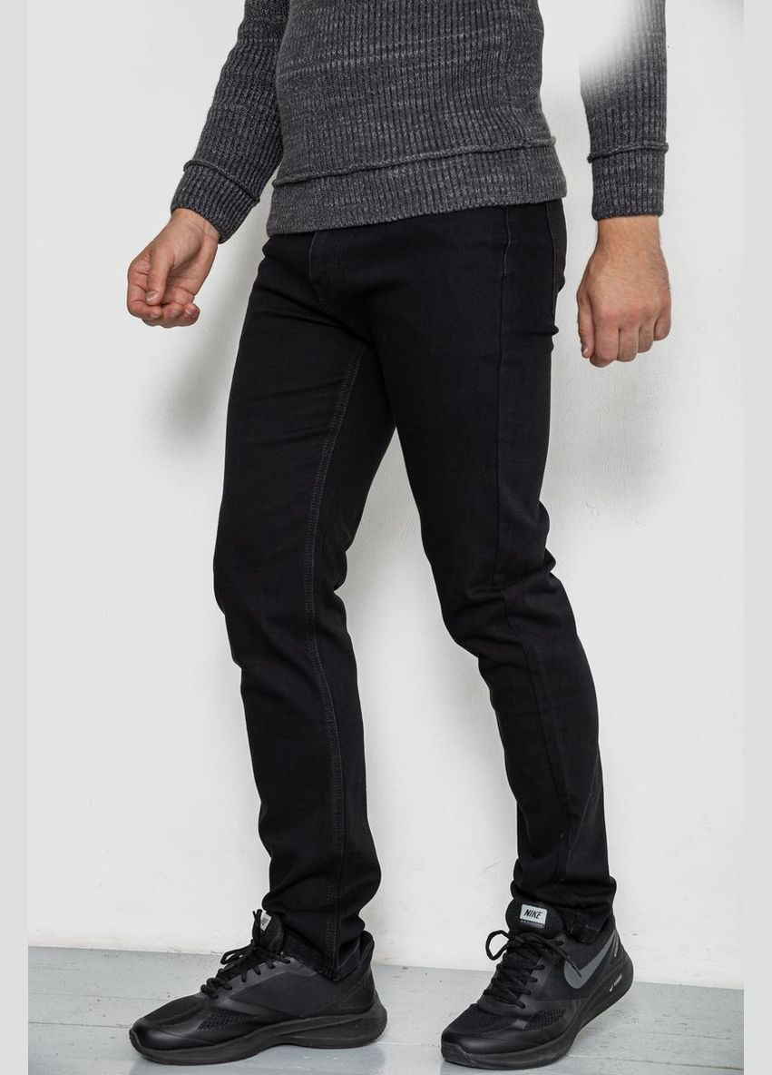 Синие демисезонные прямые джинсы мужские стрейч чорные однотонные размер 29 (sku_244r8525) Ager