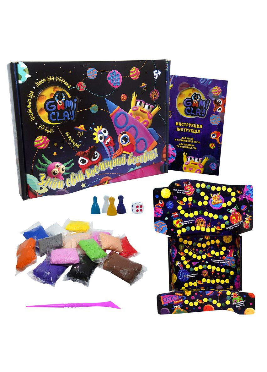 Набір для творчості для дітей 5+ космічний Gumi Clay пластична розвивальна 14 кольорів Strateg (362427736)